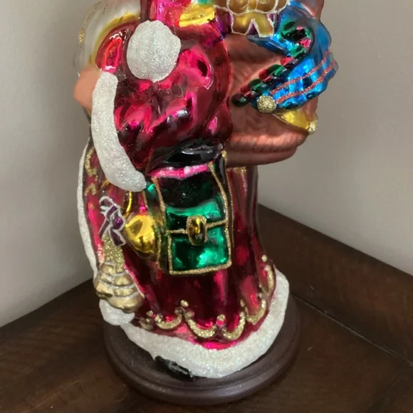 Thomas Pacconi Classics Santa Claus Hand Blown figurine wooden base vintage 14”
